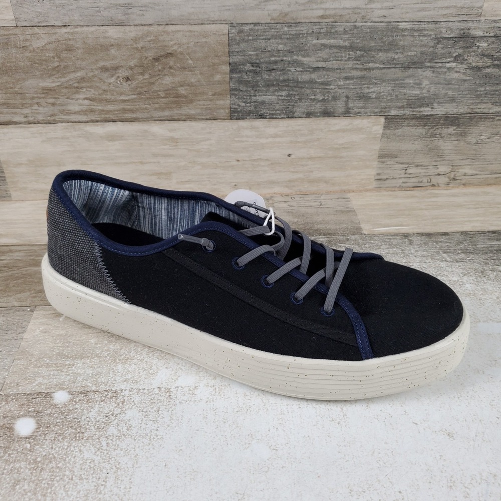 Hey Dude Cody Coastline Mens Fashion Shoes Sz 11 Black Navy Lace-Up Sneakers